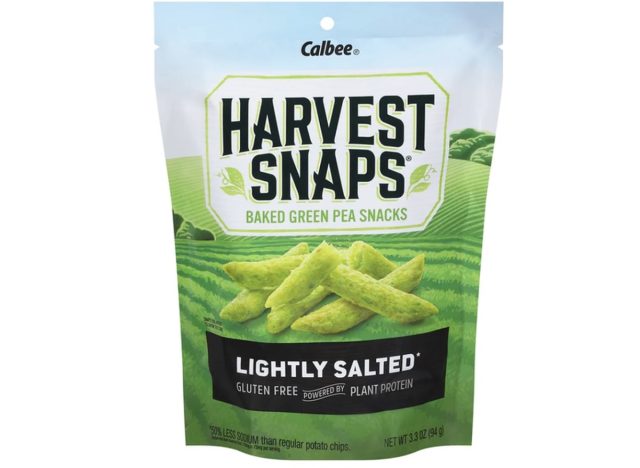 Bag of Harvest Snaps snack crisps lightly salted