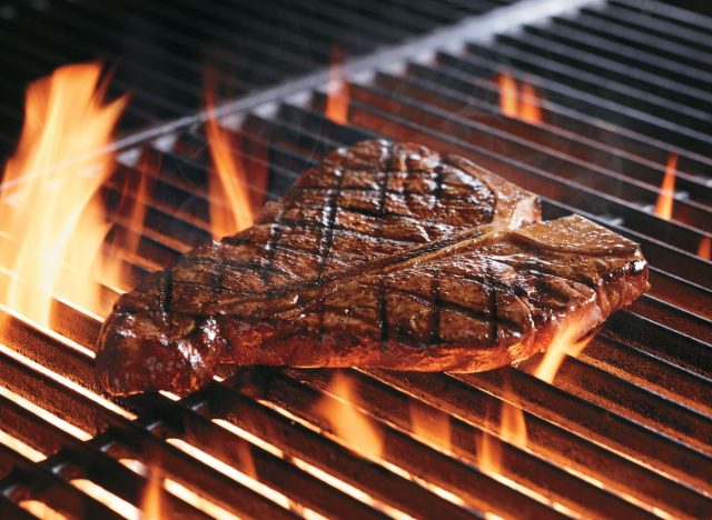 Porterhouse steak on the grill