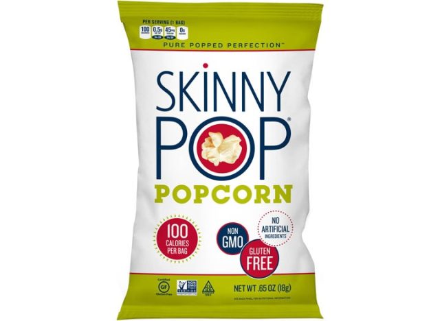 Package of Skinny Pop popcorn, original flavor.