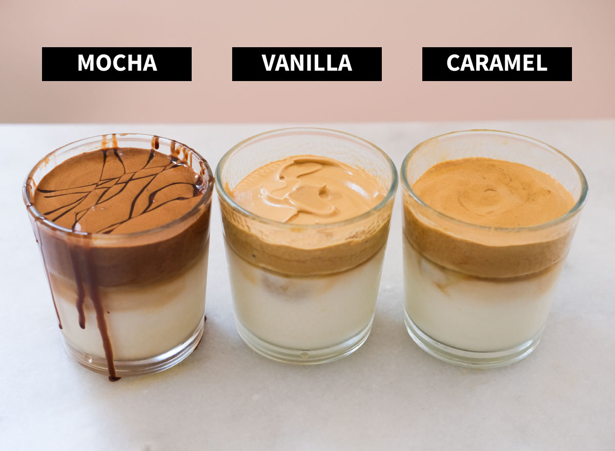 three whipped coffee flavors